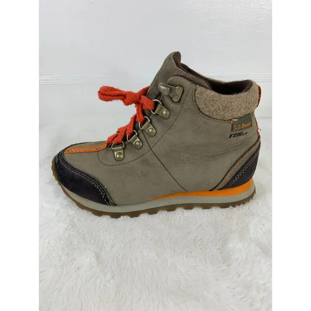 LL Bean Kid’s Tek 2.5 Primaloft Brown Leather Hiking Boots Size 1